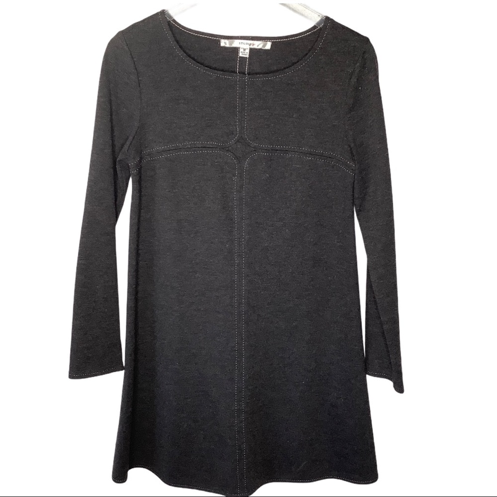 STUDIO M Charcoal Crew neck A-Line Dress Size M